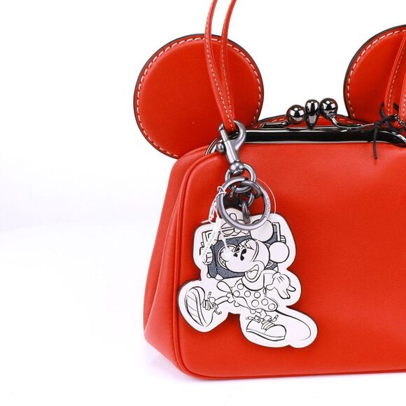NWT Coach Minnie Mouse w Boombox Key Fob Keychain Bag Charm - Picture 1 of 5